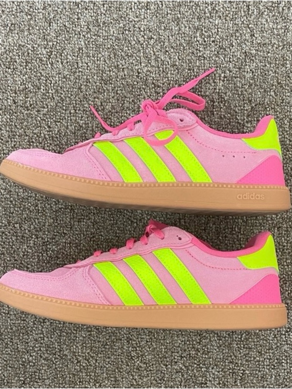 adidas Pink and Neon Yellow Women's Suede Sneakers